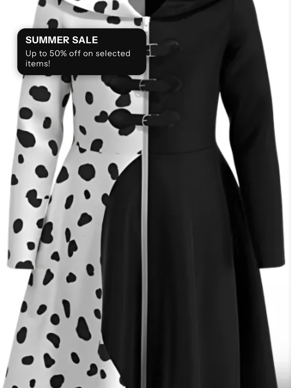 Black & White Dalmatian Print Hooded Coat only